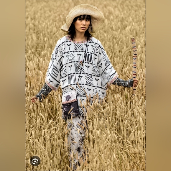 Gudrun Sjödén Tunic Dress Large Block Print Linen Lagenlook Art to Wear Scandi - Picture 13 of 15